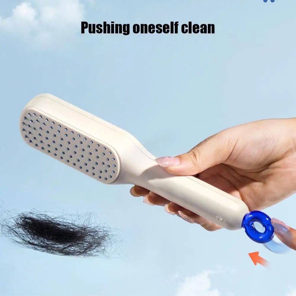 Self cleaning anti static massage hair comb retractable brush for women and men