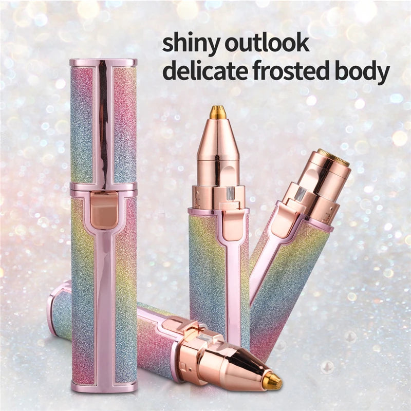 2-in-1 electric eyebrow trimmer and painless facial hair remover for women with LED light