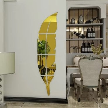 3D acrylic leaf wall mirror reflective room decor for home interior – Trend-ify