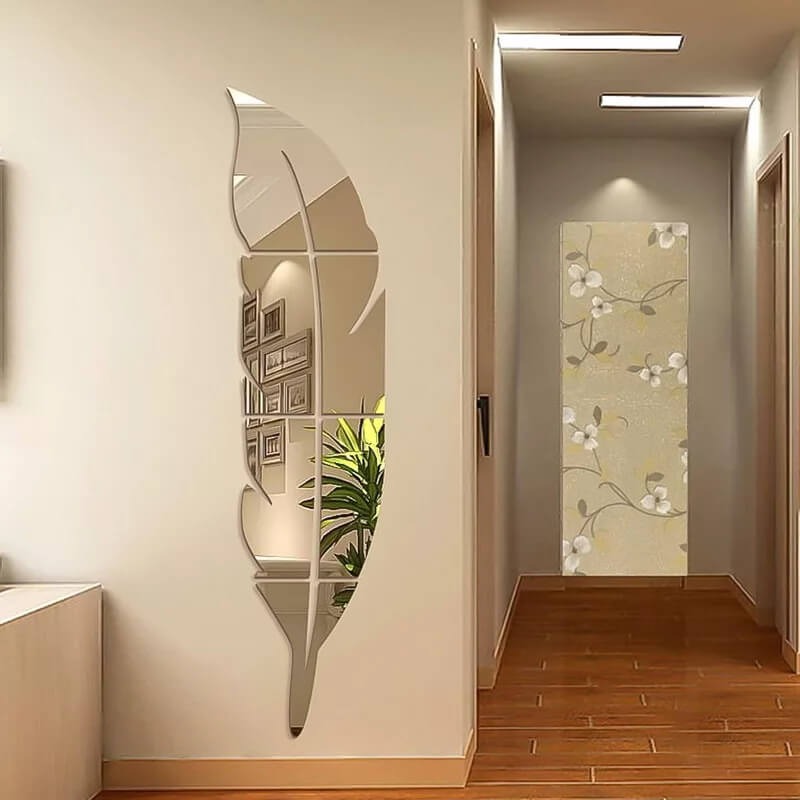 3D acrylic leaf wall mirror reflective room decor for home interior – Trend-ify