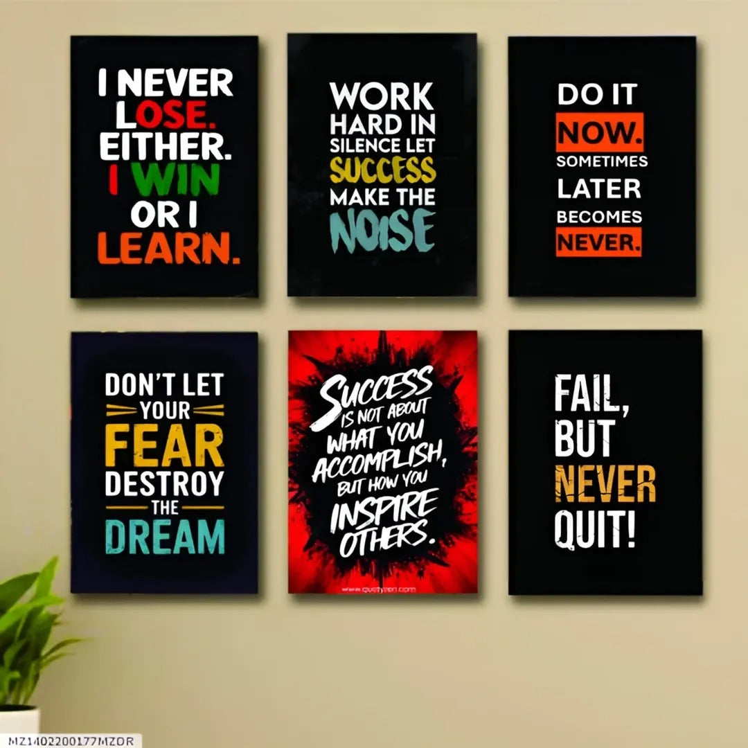 Set of 6 motivational wooden canvas frames sticky phototiles wall decor 8x11 inch Trend-ify Pakistan