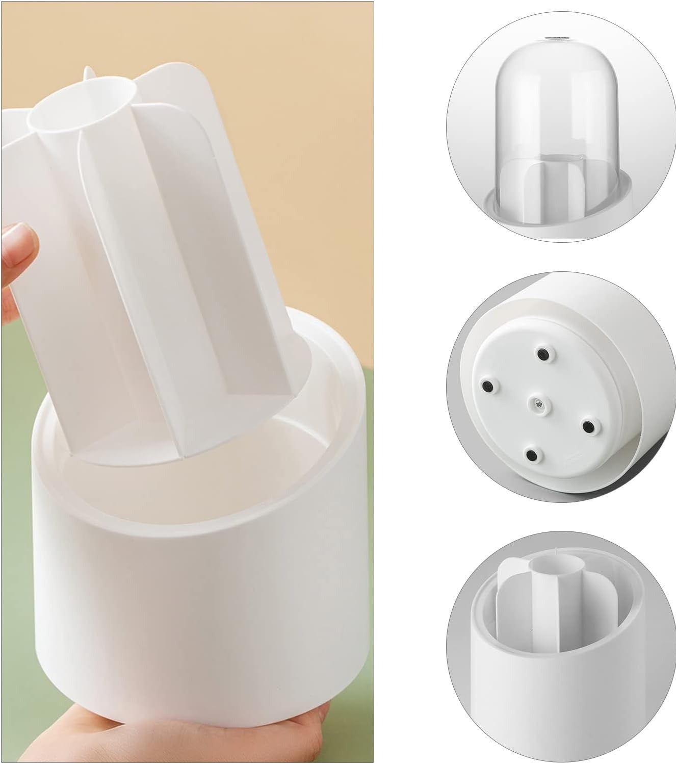 360° Rotating Makeup Brush Organizer with Clear Dome Cover – Dust proof Cosmetic Holder for Vanity and Desk