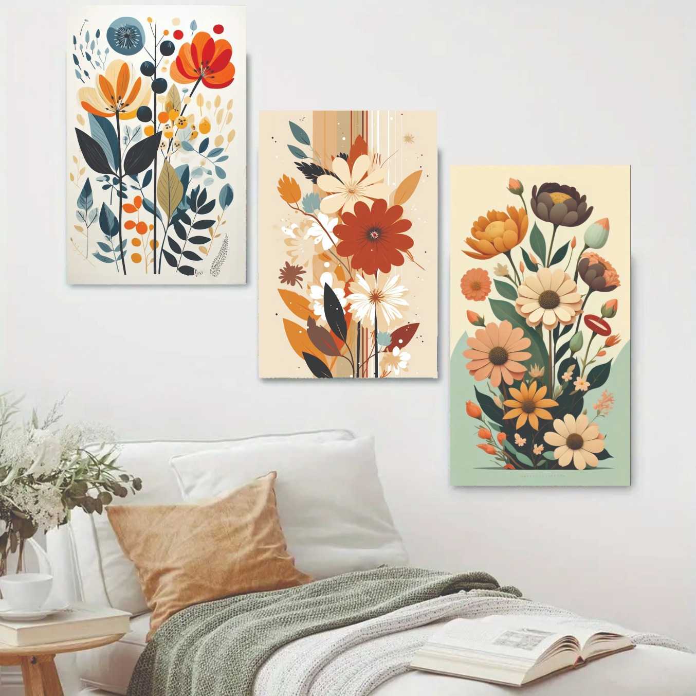 Set of 3 nature art wooden frames 8x11 sticky photo tiles for wall decoration by Trend-ify