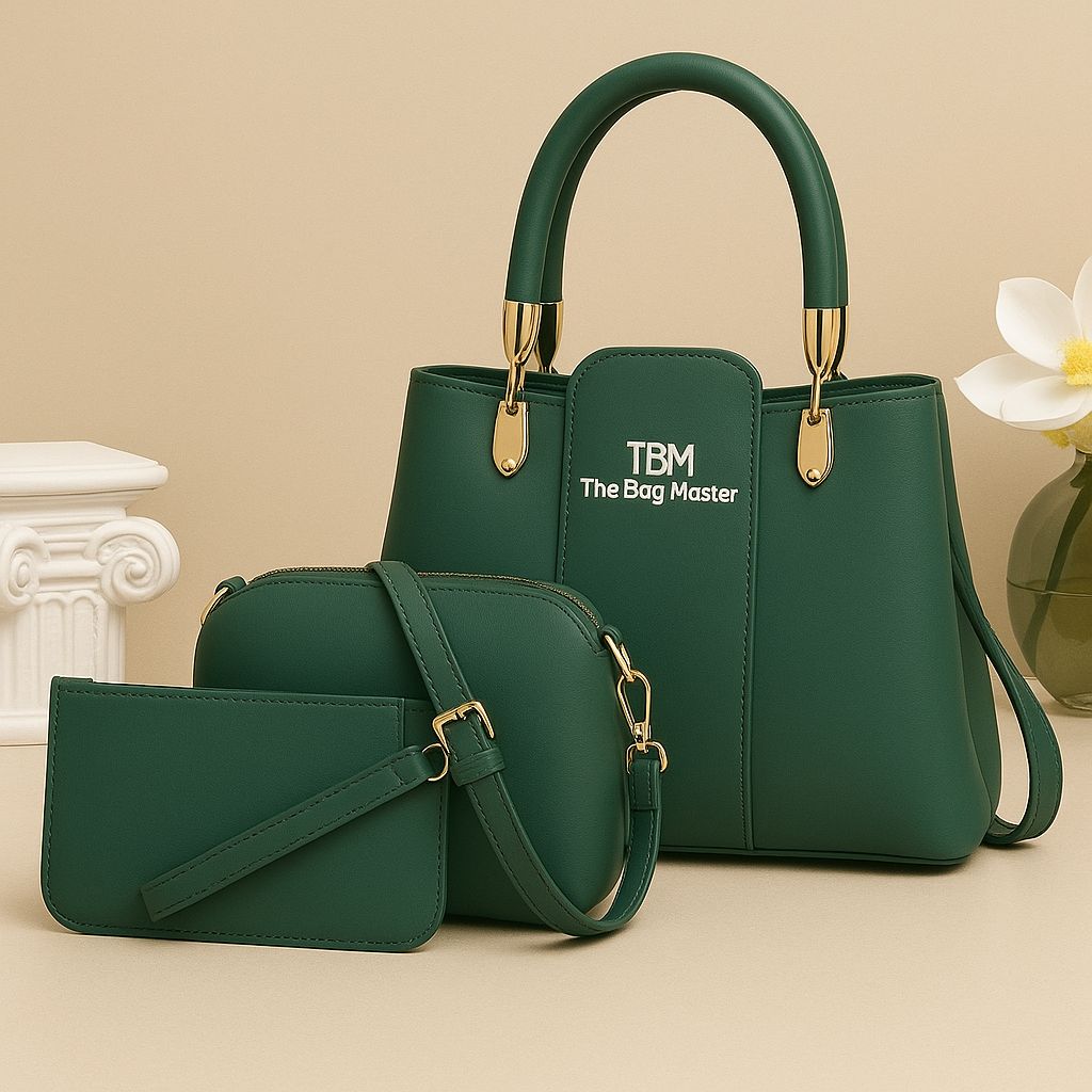 3 pieces ladies handbag set elegant design premium quality smooth finish Trend-ify