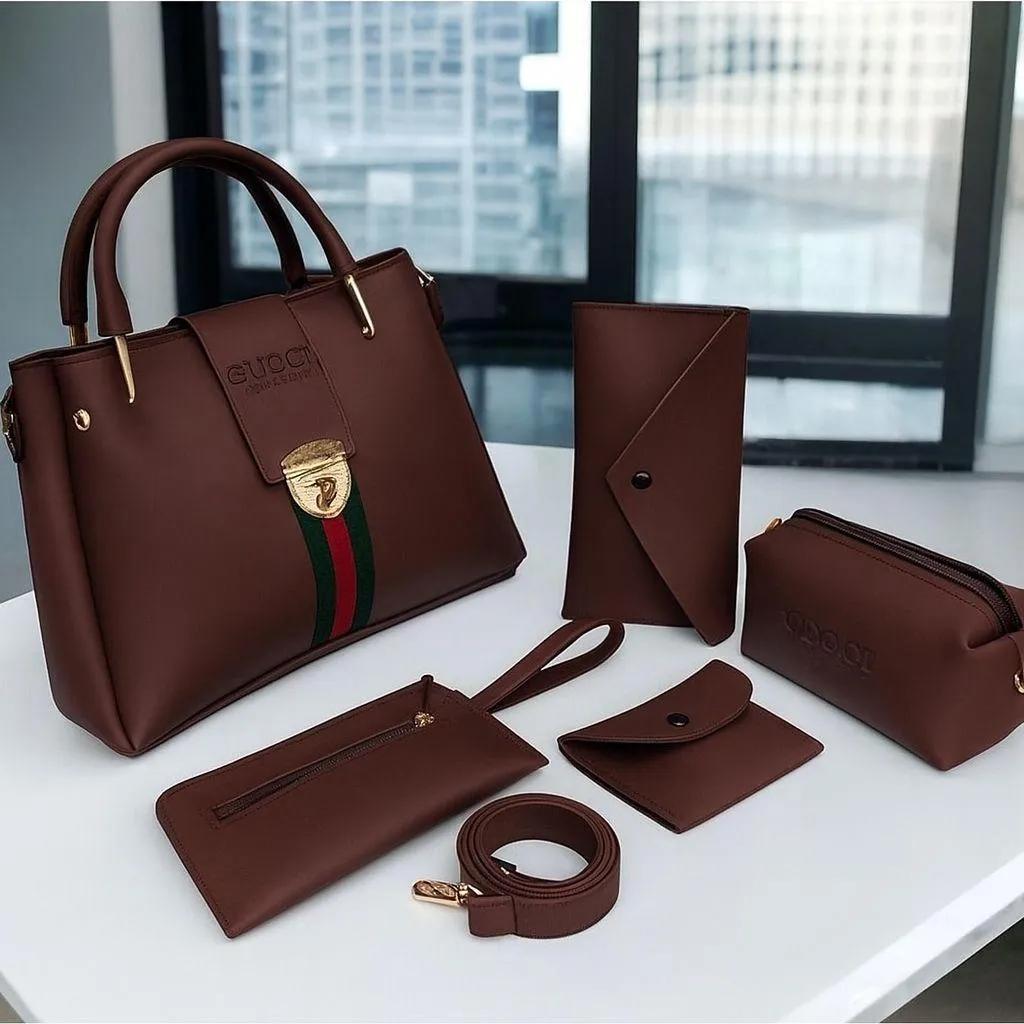 5 Pieces Handbag Set for Women – Stylish Tote, Shoulder, Crossbody, Clutch & Wallet