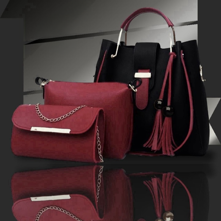 3-Piece Women’s Handbag Set – Stylish Tote Bag with Shoulder Pouch & Chain Clutch | Premium PU Leather