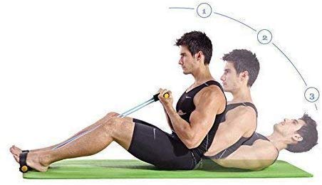 Foot pedal resistance band tummy trimmer for home workout, sit-up pull rope and full body fitness training.