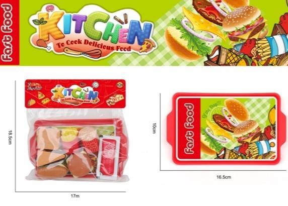 Burger fast food pretend play set for kids with toy kitchen accessories – fun cooking role play toy.