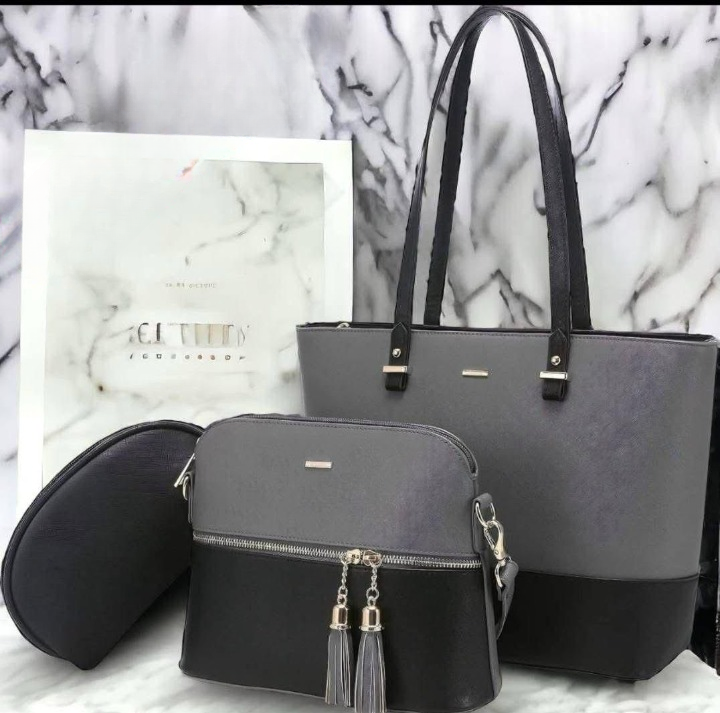 3 piece tote handbag set elegant premium quality smooth finish easy carry