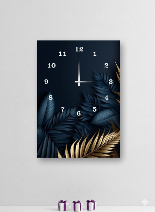 Elegant 12x16 Inch Digital Printed Wooden Wall Clock with Tropical Leaf Design – Trend-ify Pakistan
