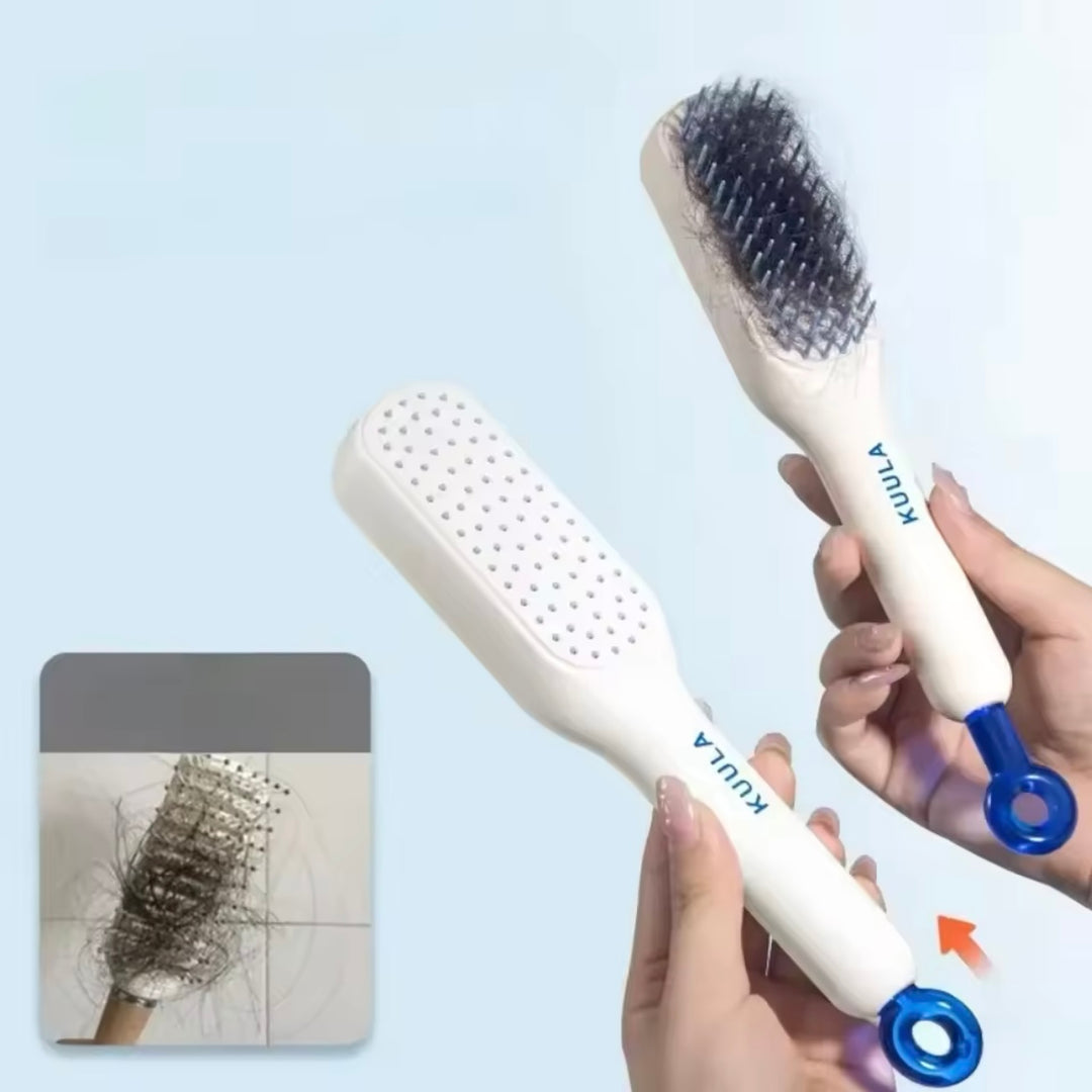 Self cleaning anti static massage hair comb retractable brush for women and men