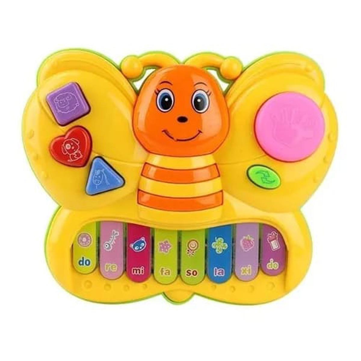 Musical butterfly piano toy with lights and animal sounds for kids