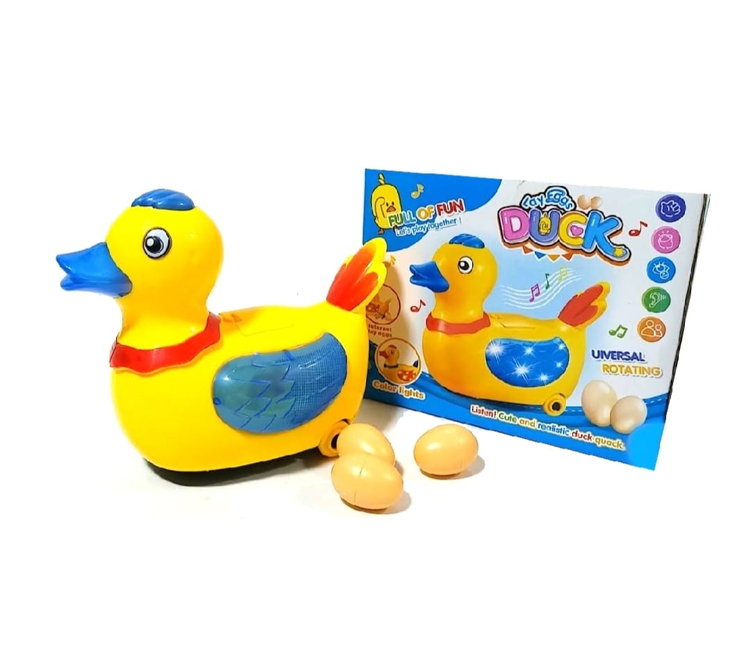 Musical Electric Lay Eggs Duck Toy with Light and Music for Kids
