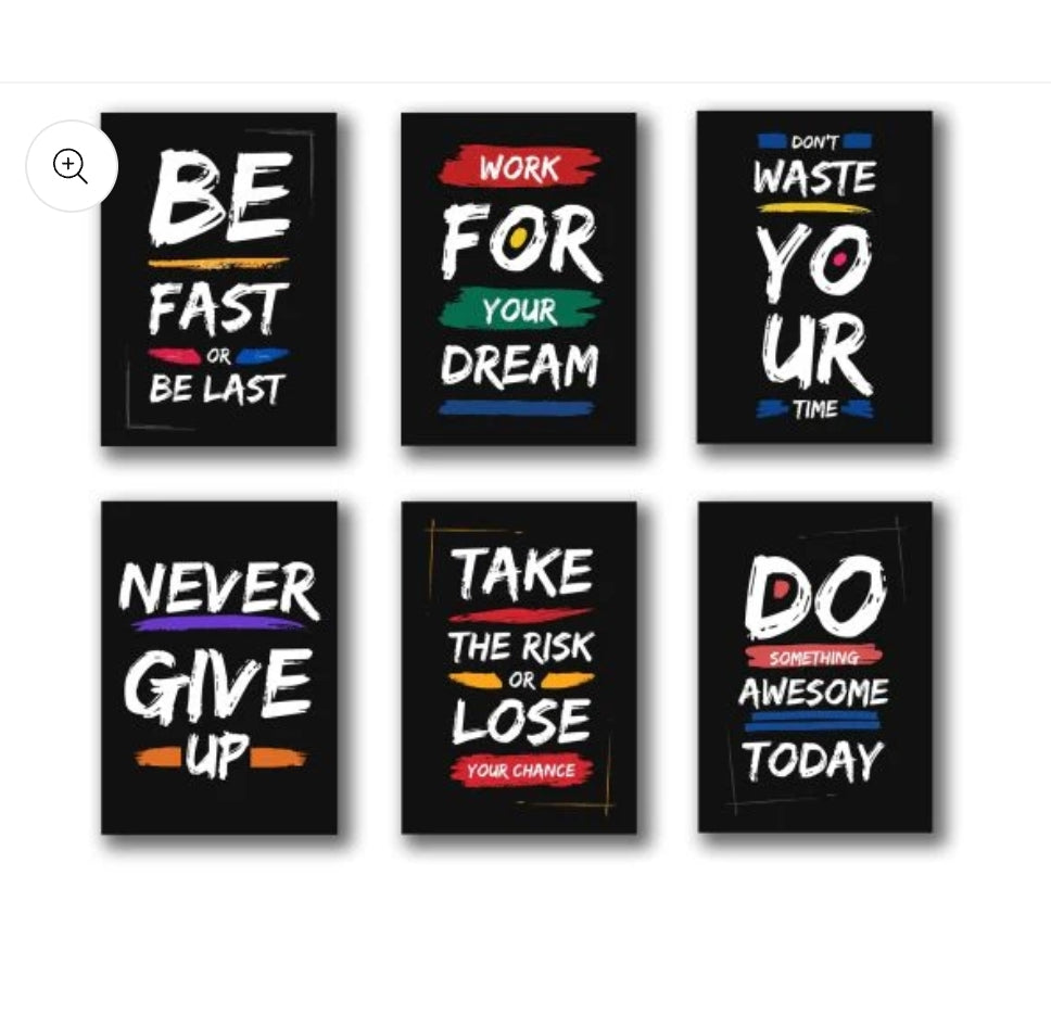 Set of 6 motivational wooden canvas frames wall decor sticky phototiles 8x11 inch Trend-ify Pakistan