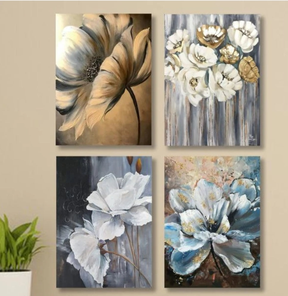 Set of 4 wall art wooden canvas frames with sticky tape for home decoration by Trend-ify