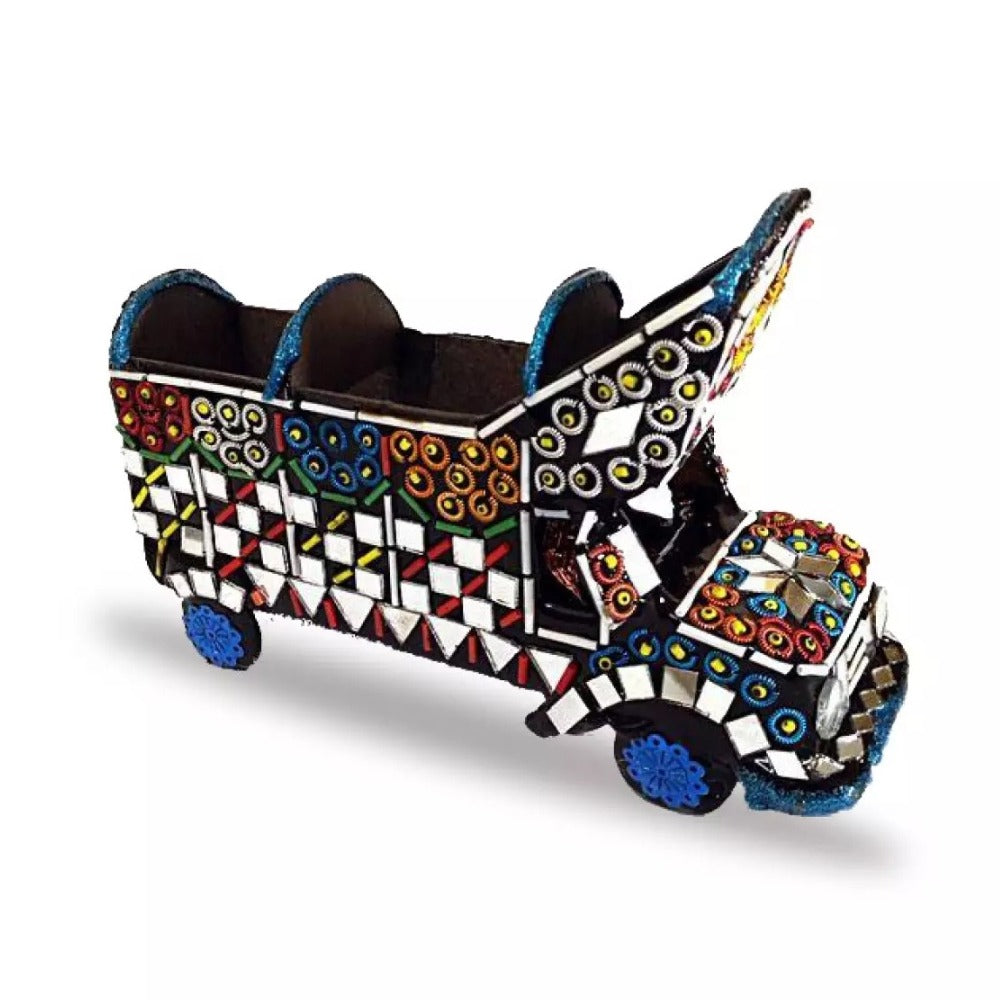 Trend-ify handcrafted mini truck art model with mirror and glass work for home and office decor