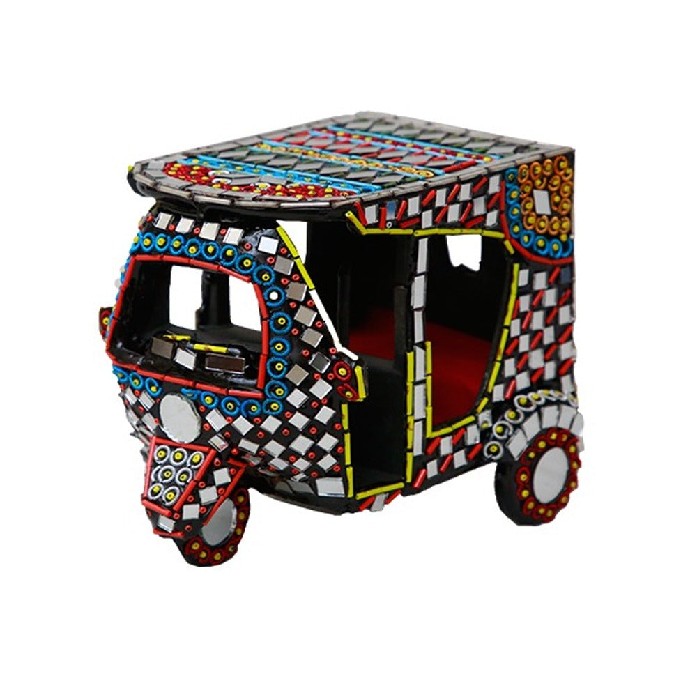 Handcrafted RIKSHAW Glass Art – Colorful Table & Home Office Decor