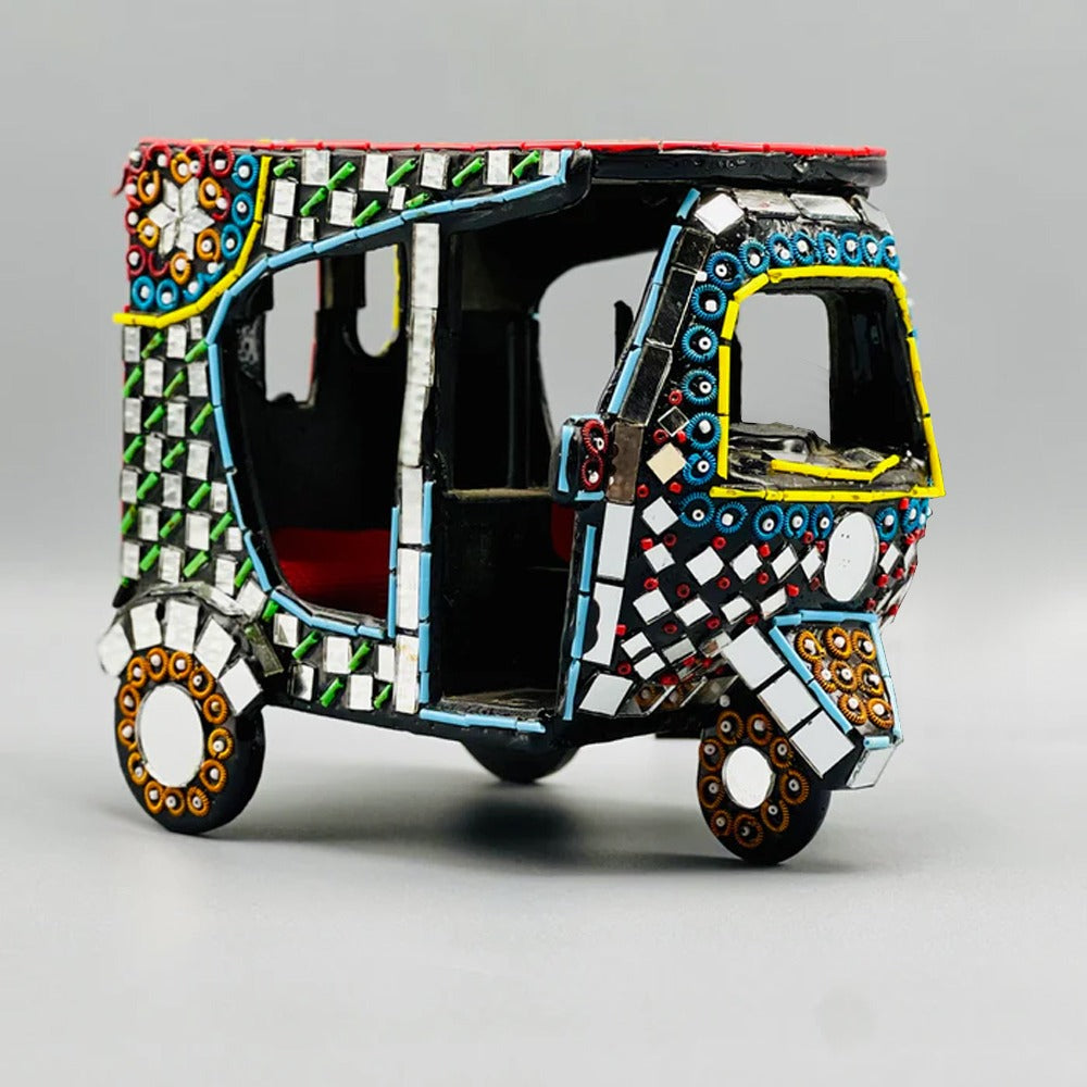 Handcrafted RIKSHAW Glass Art – Colorful Table & Home Office Decor