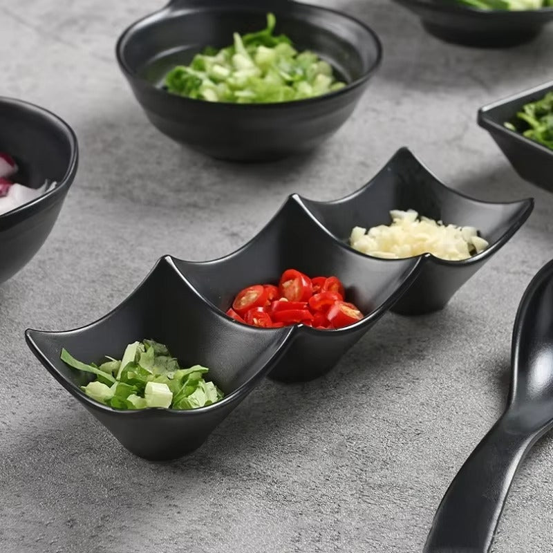 3 compartment dipping sauce dish BPA free condiment server Trend-ify