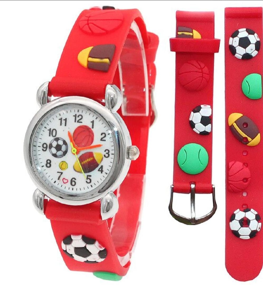 Cute football cartoon kids watch girls boys silicone quartz wristwatch random color Trend‑ify Pakistan