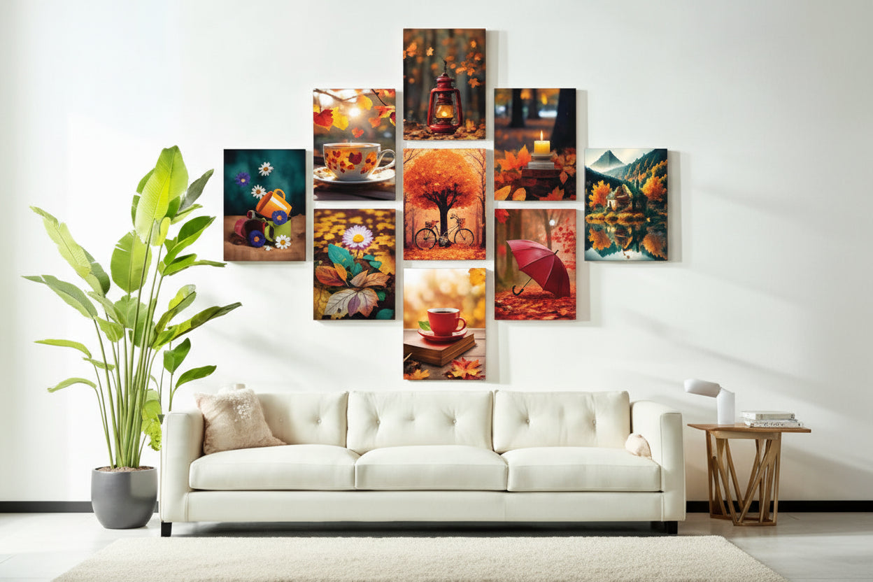 9 pcs universe combo wall art set wooden stickable wall decor