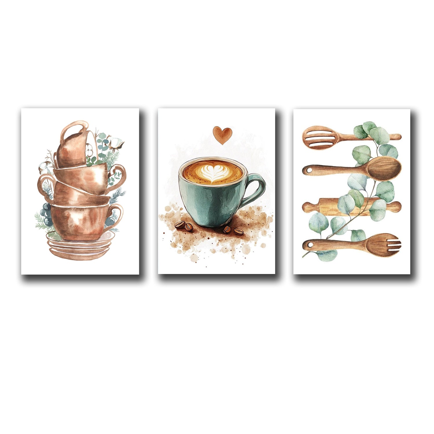 Set of 3 sticky wooden canvas wall art frames for dining room and kitchen decor by Trend-ify