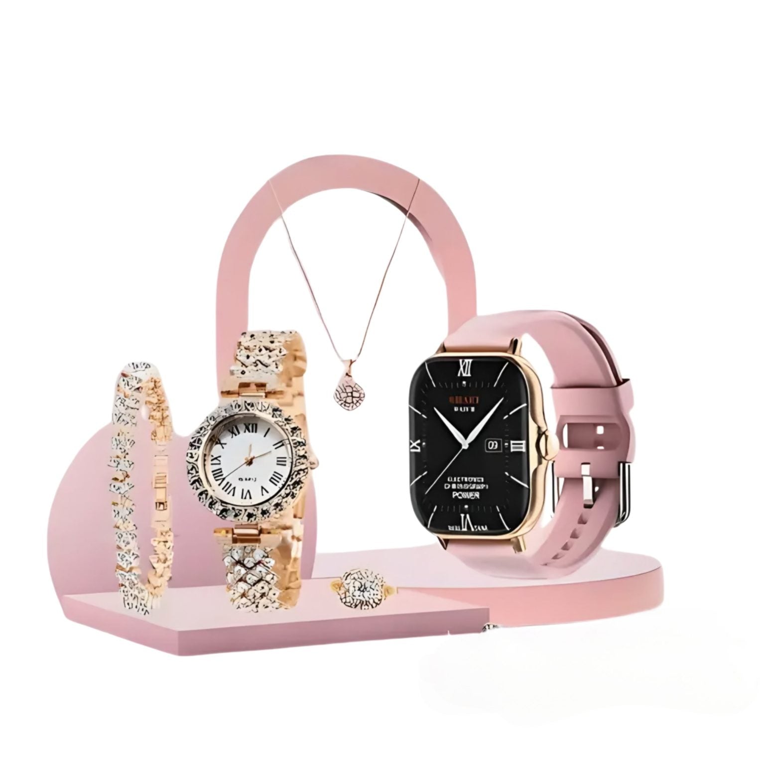A58 Plus Smart Watch with HD Display and Women’s Jewellery Combo – Ring Necklace Bracelet Earrings Trend‑ify