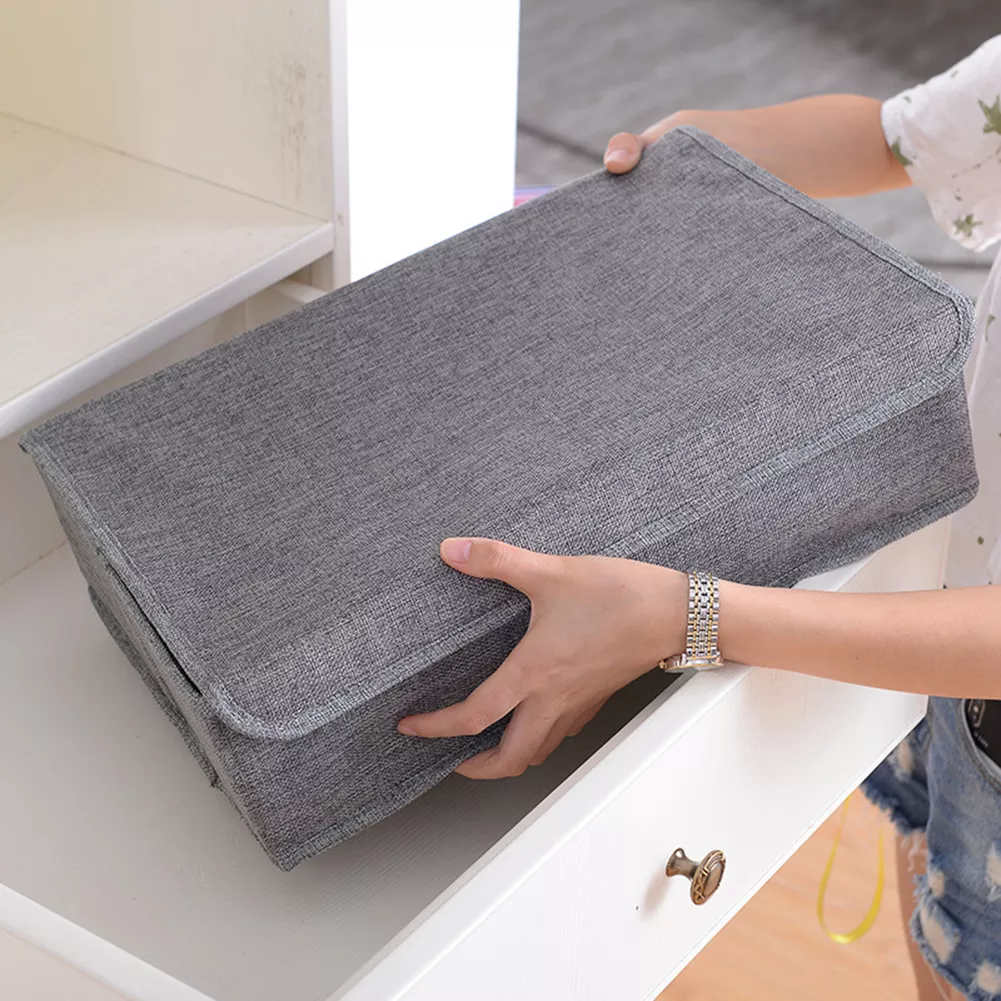 24-cell grey socks and underwear drawer organizer collapsible closet divider