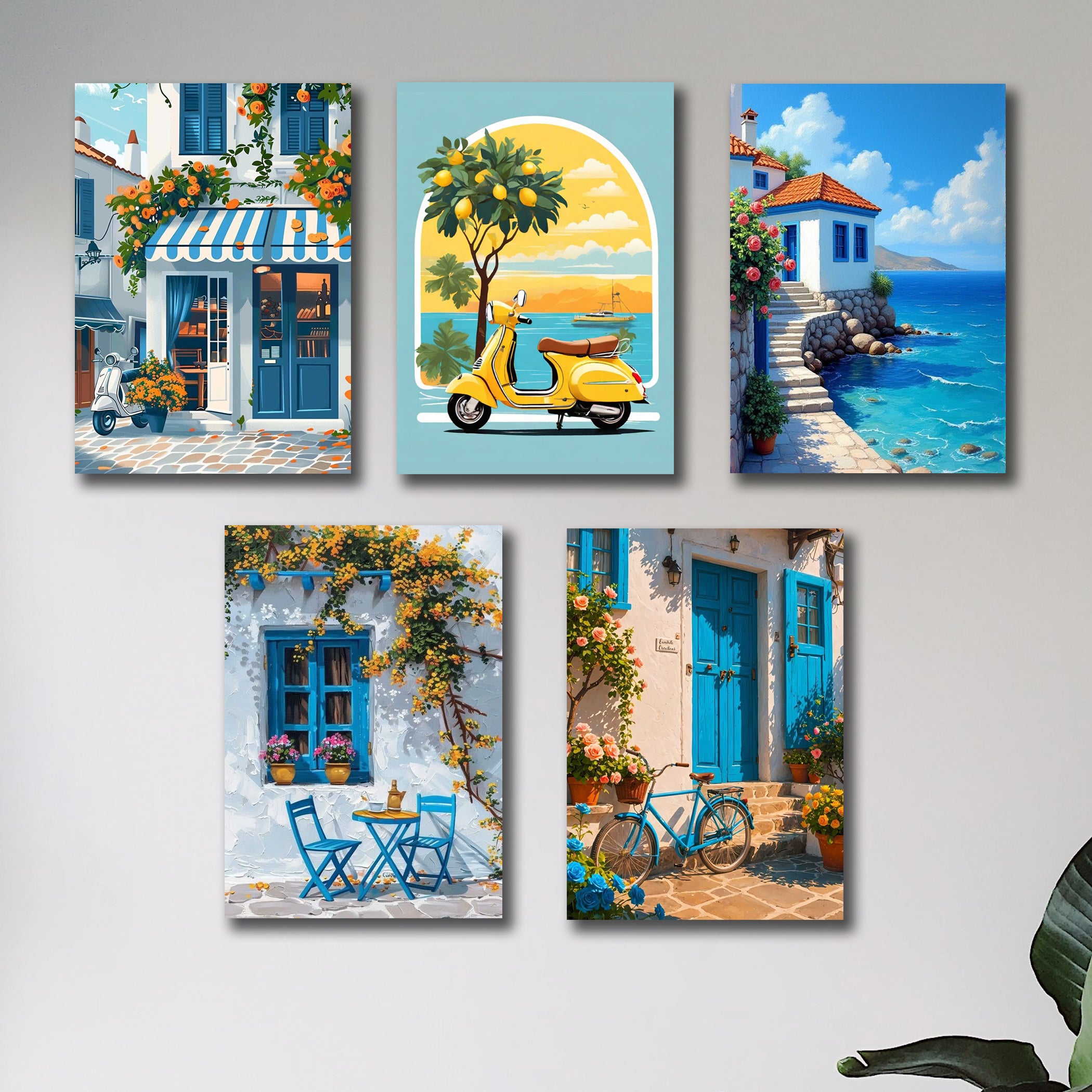 Set of 5 Italian vintage homes themed wooden sticky photo tile frames for home and girls room decor by Trend-ify