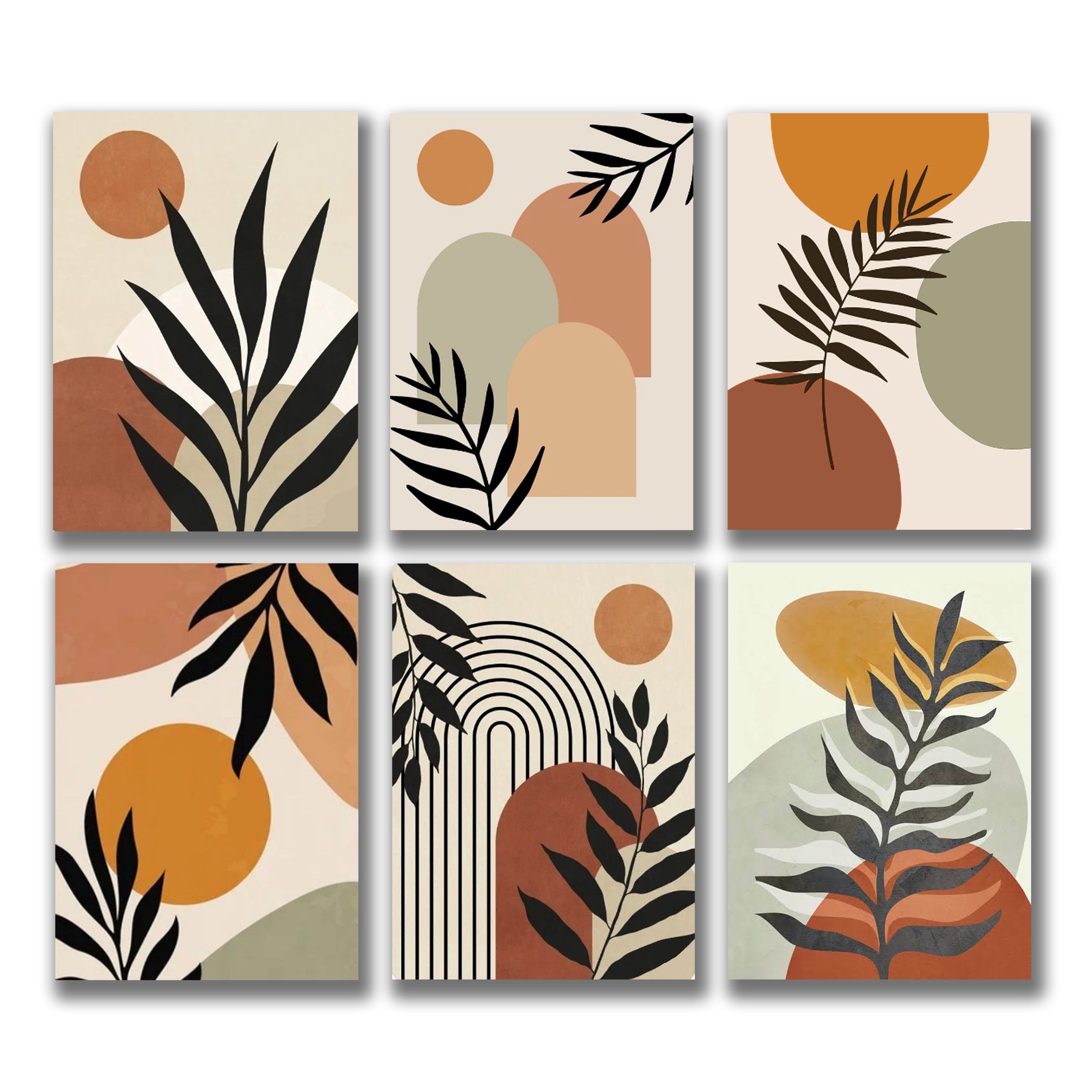 Set of 6 abstract art wooden canvas frames 8x11 inches sticky photo tiles for wall decoration
