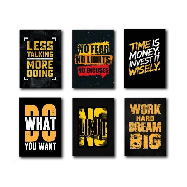 Set of 6 motivational wooden canvas frames wall art sticky photo tiles 8x11 inches Trend-ify Pakistan