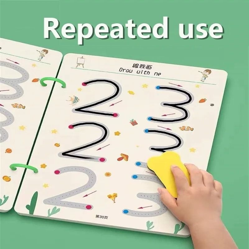 A4 Kids Educational Learning Tracing Book with 2 Markers and Duster – 64 Pages Dot-to-Dot Workbook