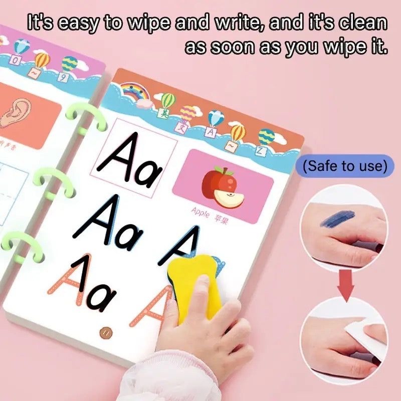 A4 Kids Educational Learning Tracing Book with 2 Markers and Duster – 64 Pages Dot-to-Dot Workbook