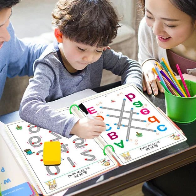 A4 Kids Educational Learning Tracing Book with 2 Markers and Duster – 64 Pages Dot-to-Dot Workbook