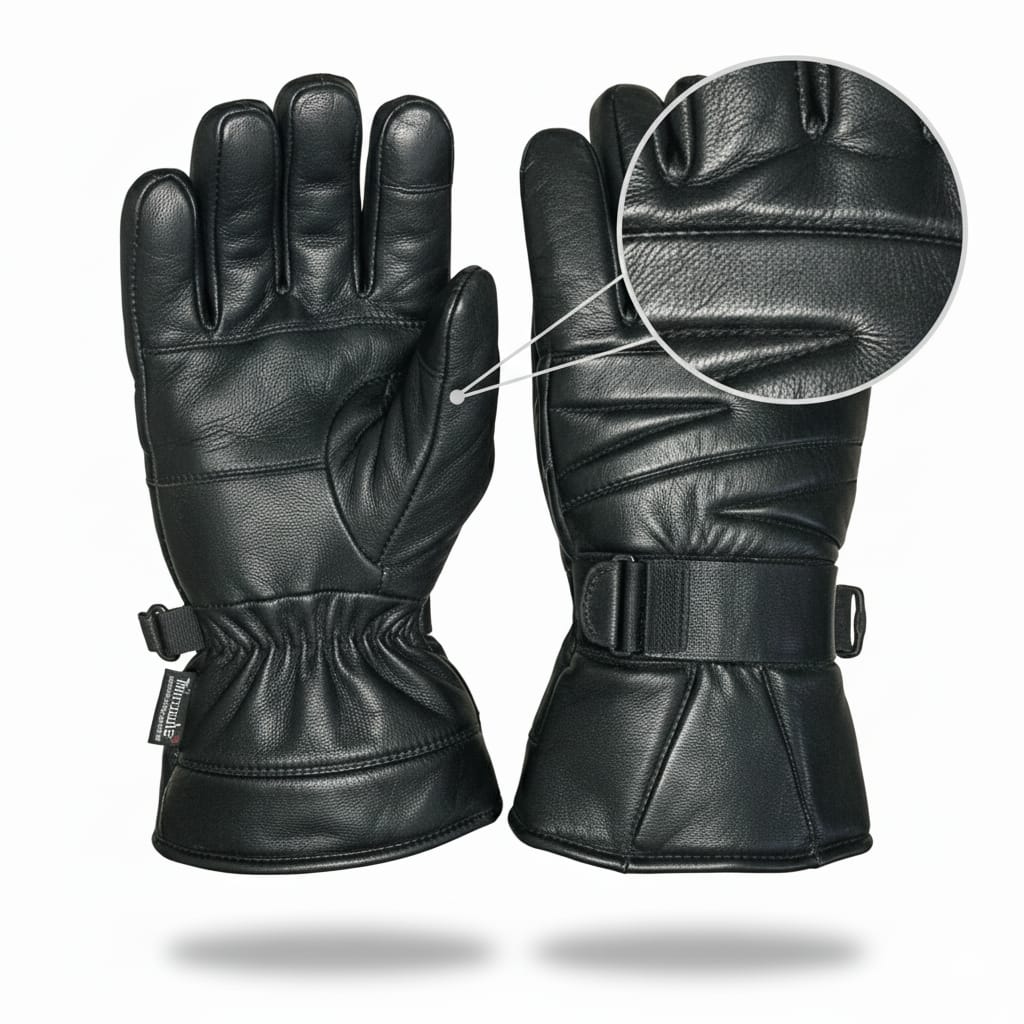 Men’s Genuine Sheep Leather Winter Gloves – black motorcycle riding gloves with warm lining – Trend-ify Pakistan
