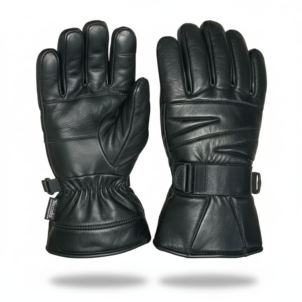 Men’s Genuine Sheep Leather Winter Gloves – black motorcycle riding gloves with warm lining – Trend-ify Pakistan