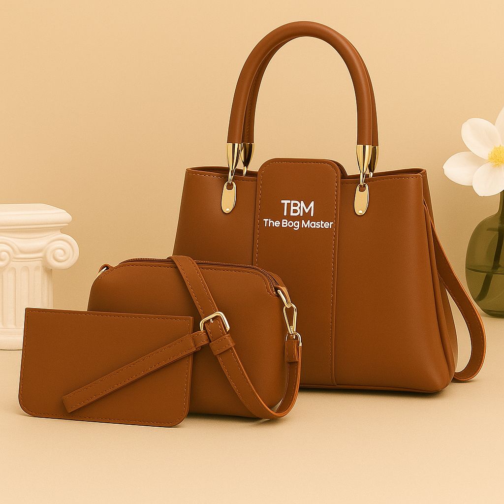 3 pieces ladies handbag set elegant design premium quality smooth finish Trend-ify