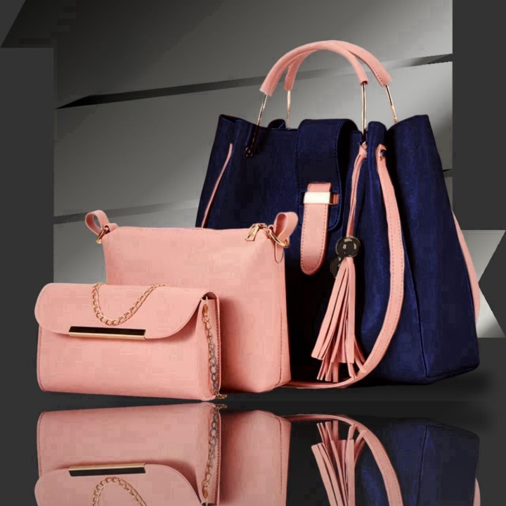 3 piece women handbag set tote bag shoulder pouch chain clutch premium PU leather Trend-ify