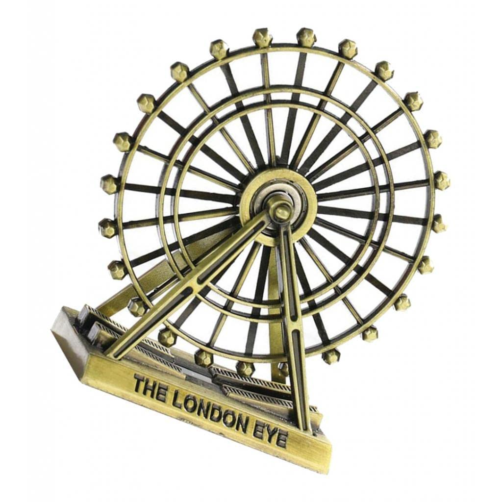 Bronze-colored model of The London Eye on a white background