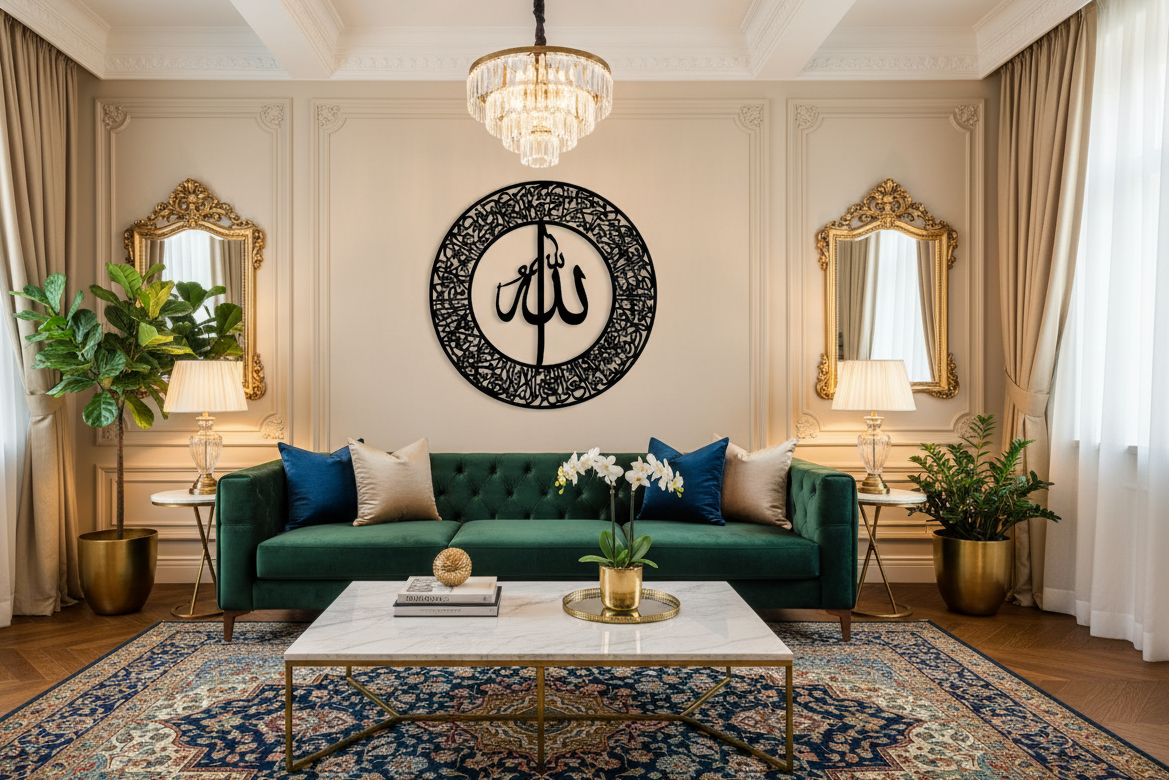 3D Ayat ul Kursi Wooden Wall Art 24x24 | Islamic Calligraphy Frame