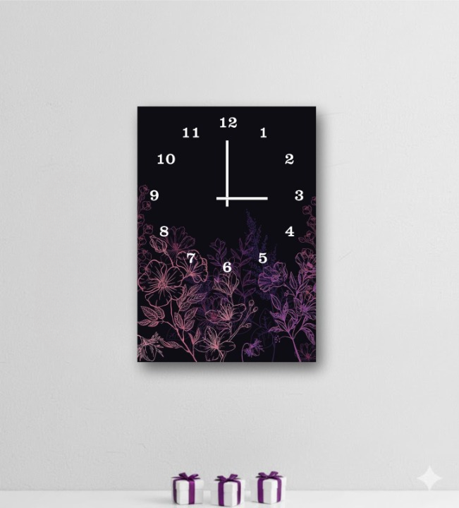 Elegant Floral Digital Printed Wooden Wall Clock 12x16 Inch Decorative Hanging Clock for Home Decor – Trend-ify Pakistan