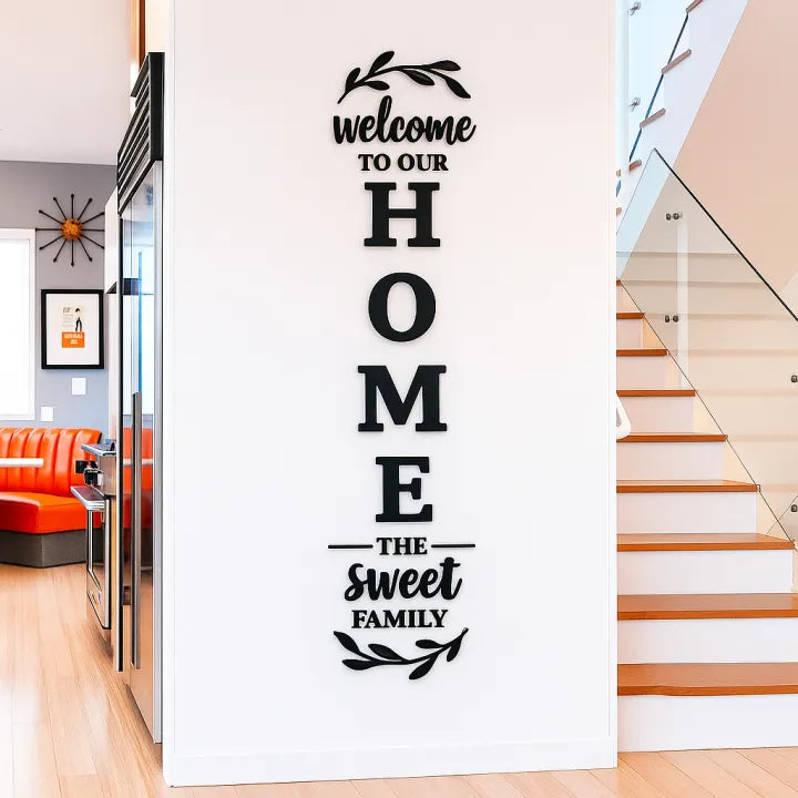 3d welcome to our home sweet family wooden wall art home decor