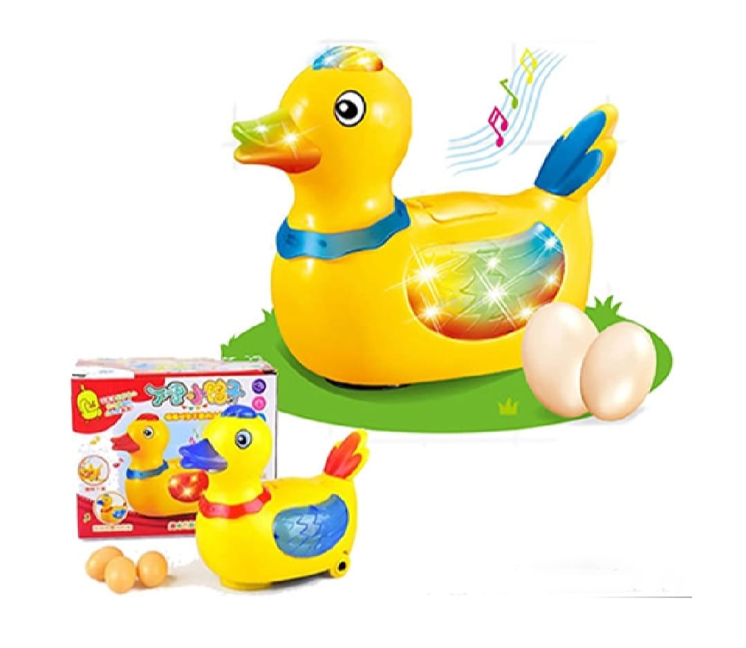 Musical Electric Lay Eggs Duck Toy with Light and Music for Kids