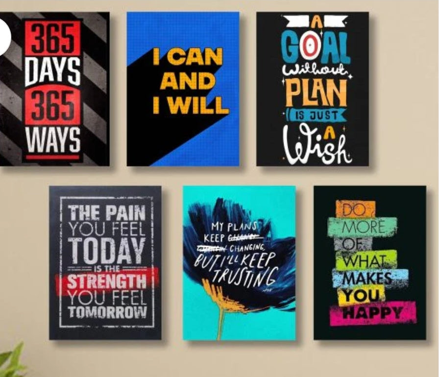 Set of 6 motivational sticky wooden canvas frames for wall decor by Trend-ify