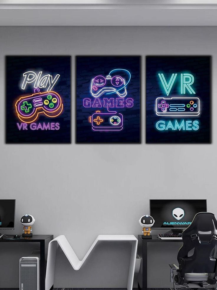 3pcs gaming sticky tiles frames self adhesive wall decor for gaming room