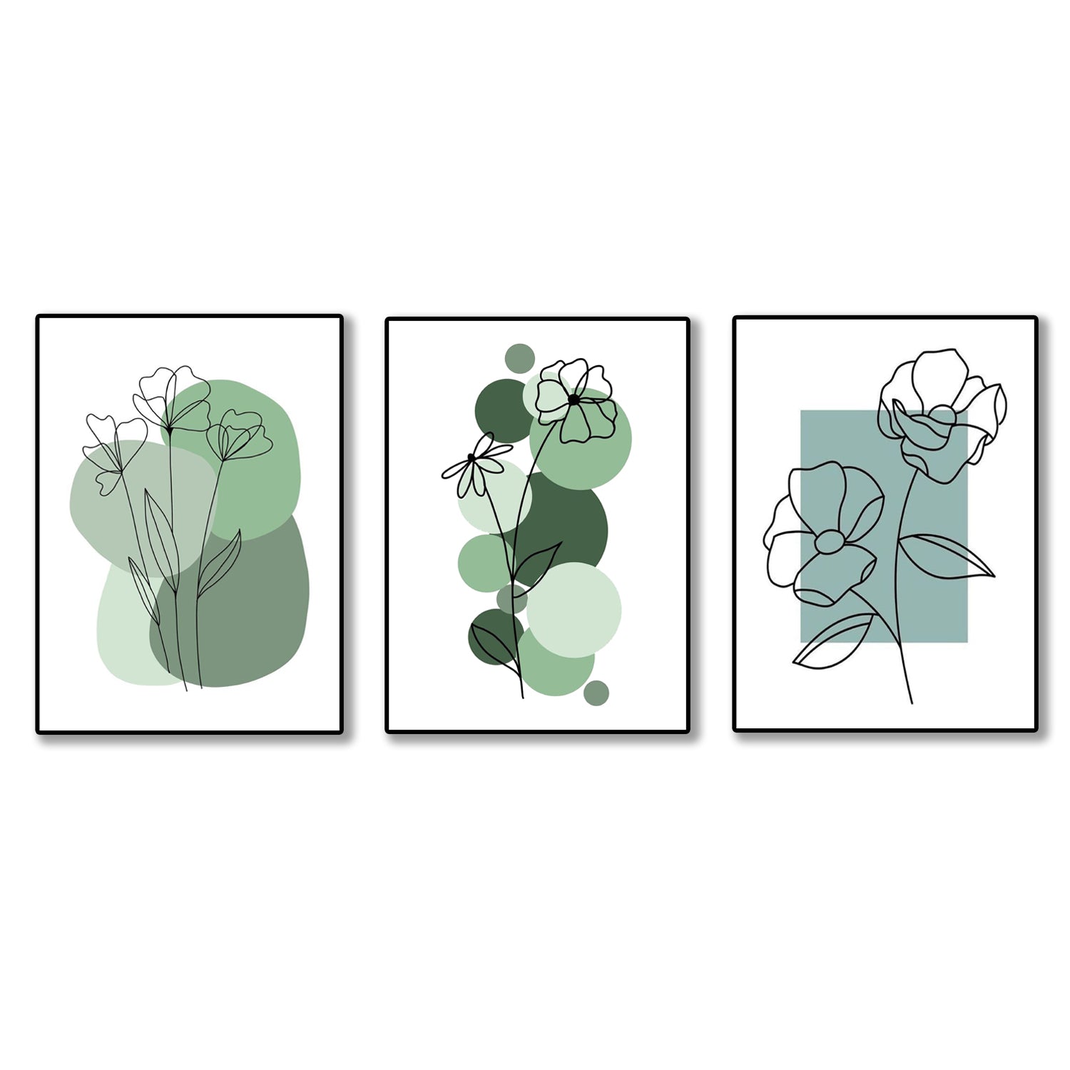 set of 3 abstract plant art wooden canvas frames stickable wall decor