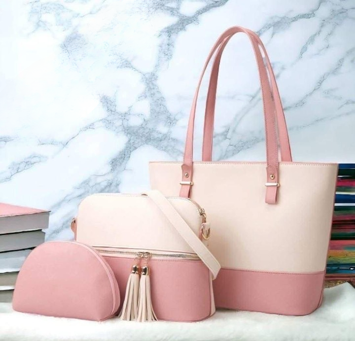 3 piece tote handbag set elegant premium quality smooth finish easy carry