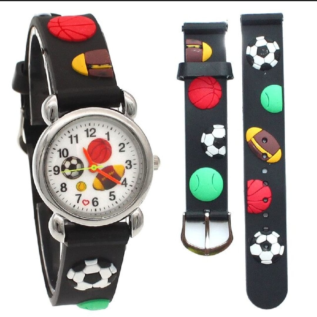 Cute football cartoon kids watch girls boys silicone quartz wristwatch random color Trend‑ify Pakistan