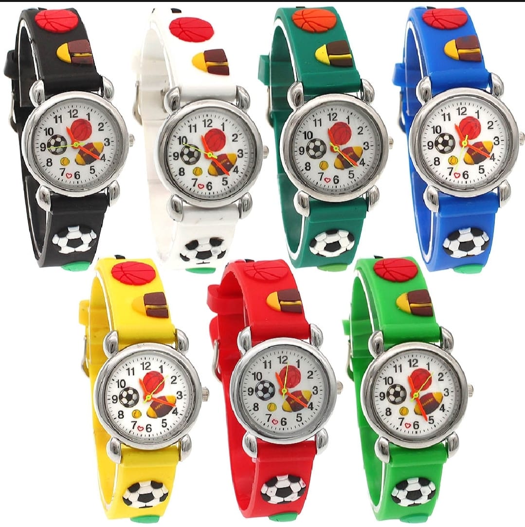 Cute football cartoon kids watch girls boys silicone quartz wristwatch random color Trend‑ify Pakistan